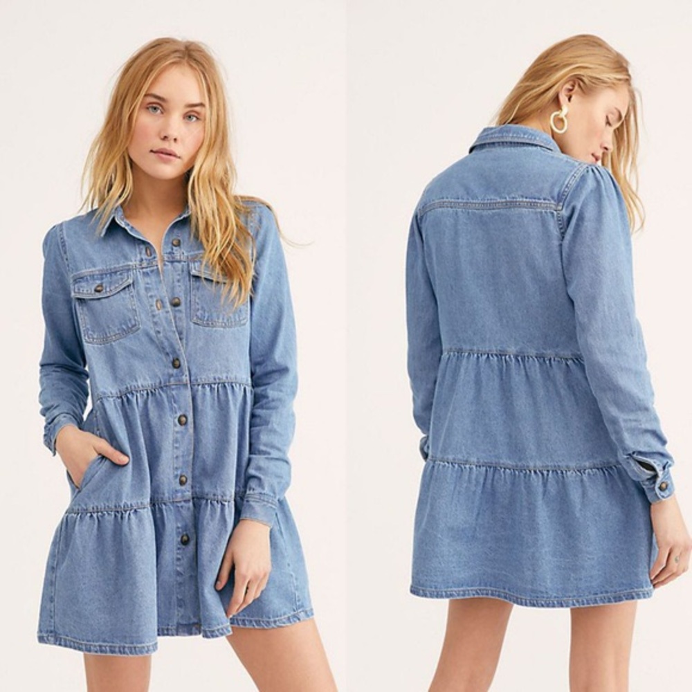 FREE PEOPLE |  Nicole Denim Shirt Dress in Indigo